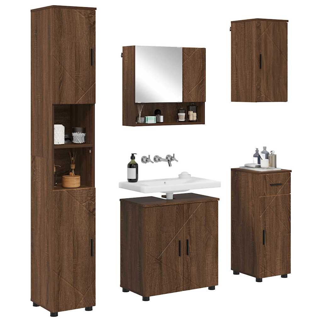 Badrumsmöbelset 5 pcs Brun Ek 61 x 35 x 64 cm