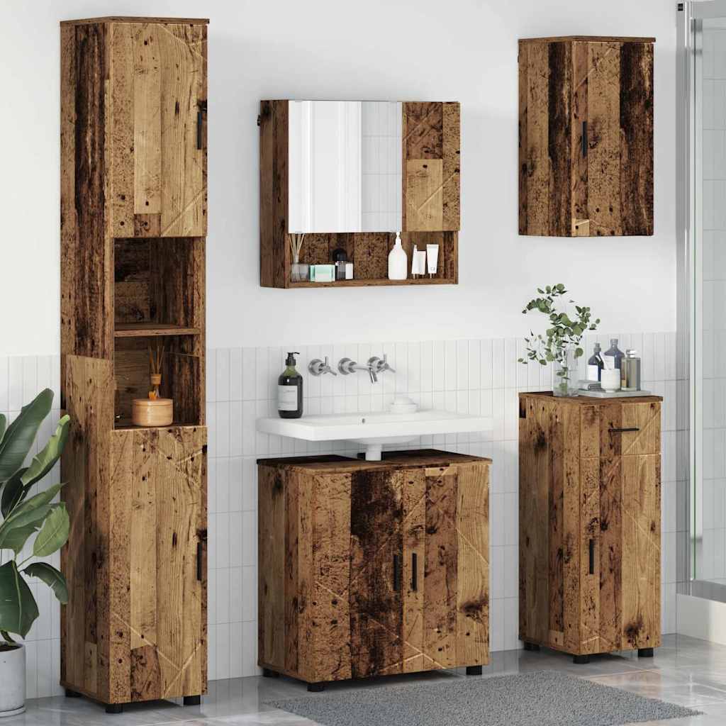Badrumsmöbelset med låda 5 pcs Åldrat Trä 61 x 35 x 64 cm