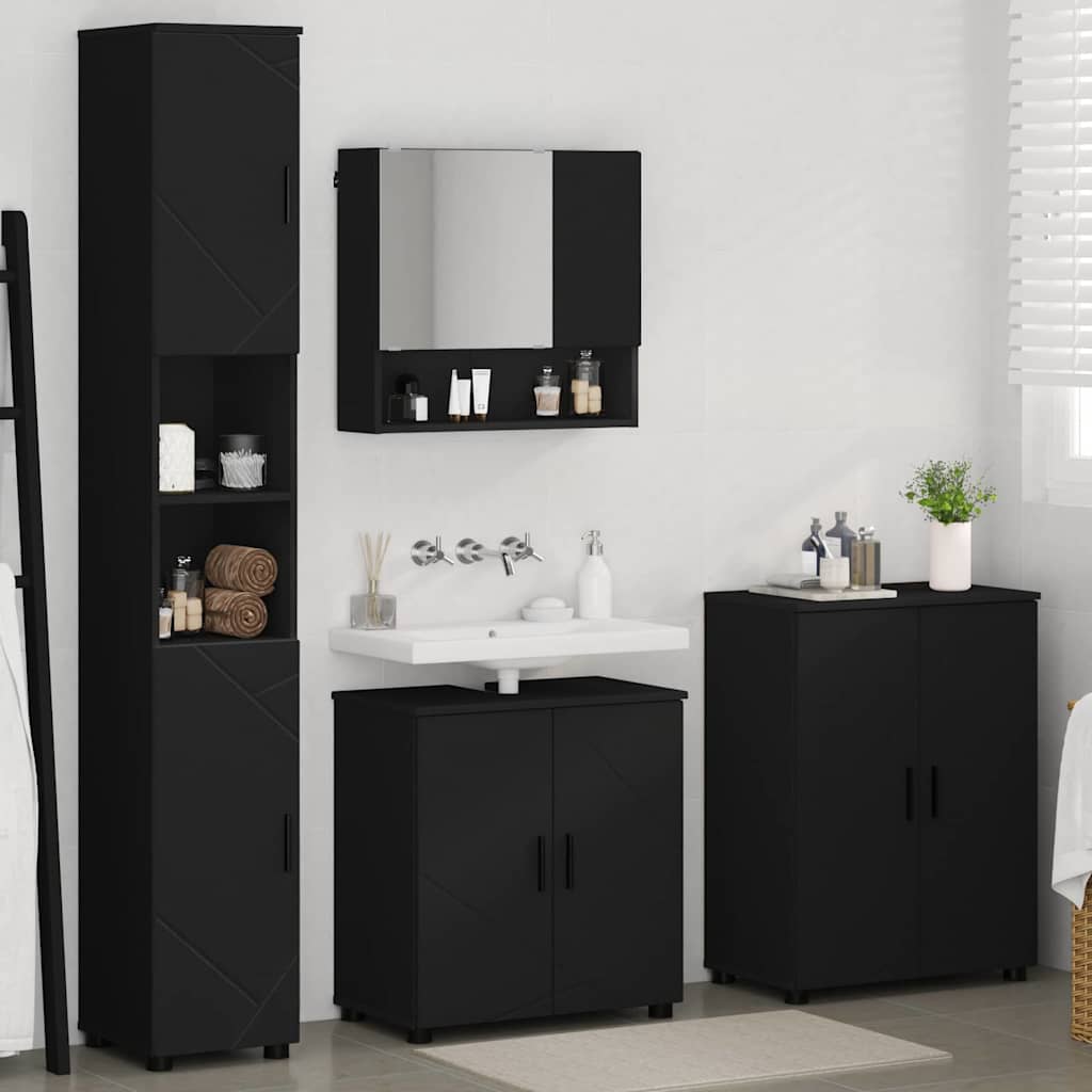 Badrumsmöbelset 4 pcs Svart 61 x 35 x 64 cm
