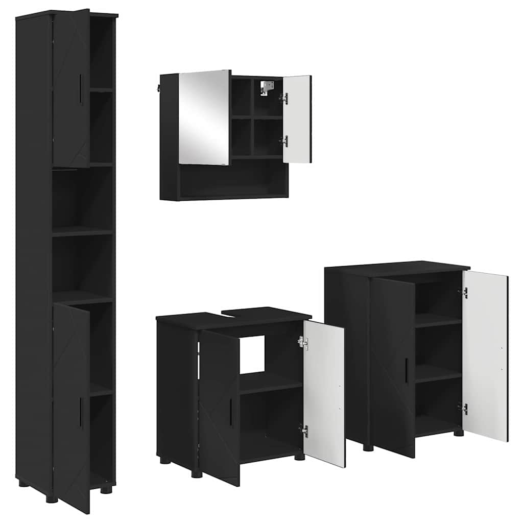 Badrumsmöbelset 4 pcs Svart 61 x 35 x 64 cm