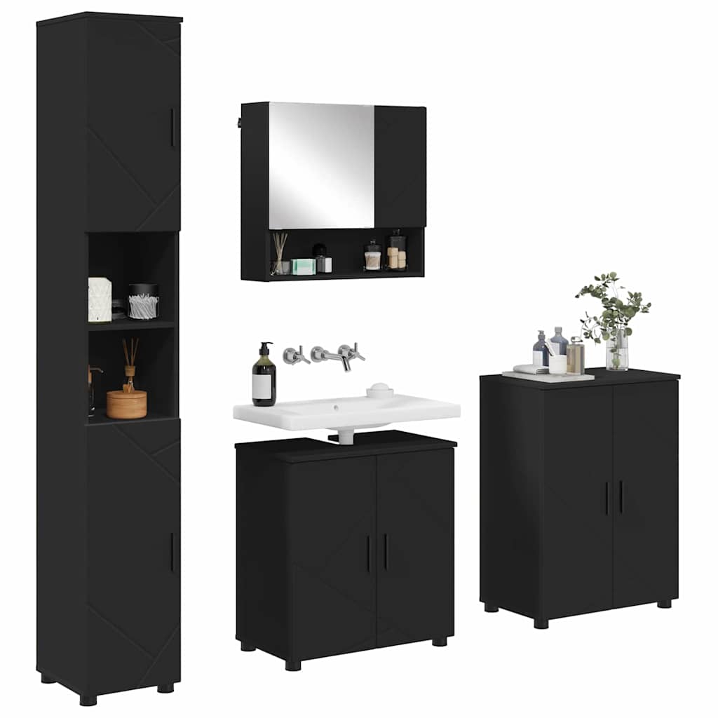 Badrumsmöbelset 4 pcs Svart 61 x 35 x 64 cm