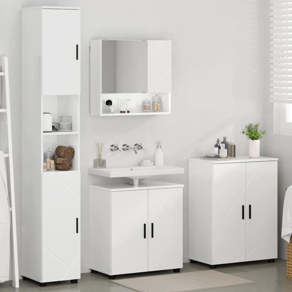 Badrumsmöbelset Väggmonterad 4 pcs Högglans Vit 61 x 35 x 64 cm