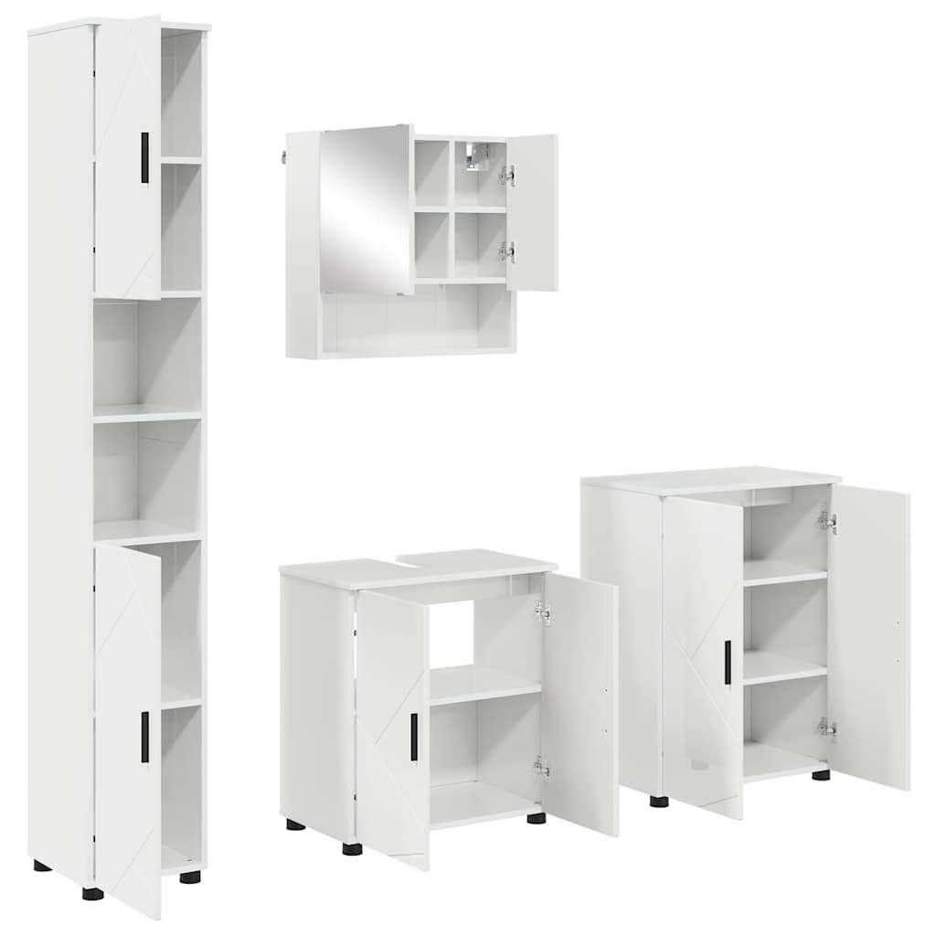 Badrumsmöbelset Väggmonterad 4 pcs Högglans Vit 61 x 35 x 64 cm