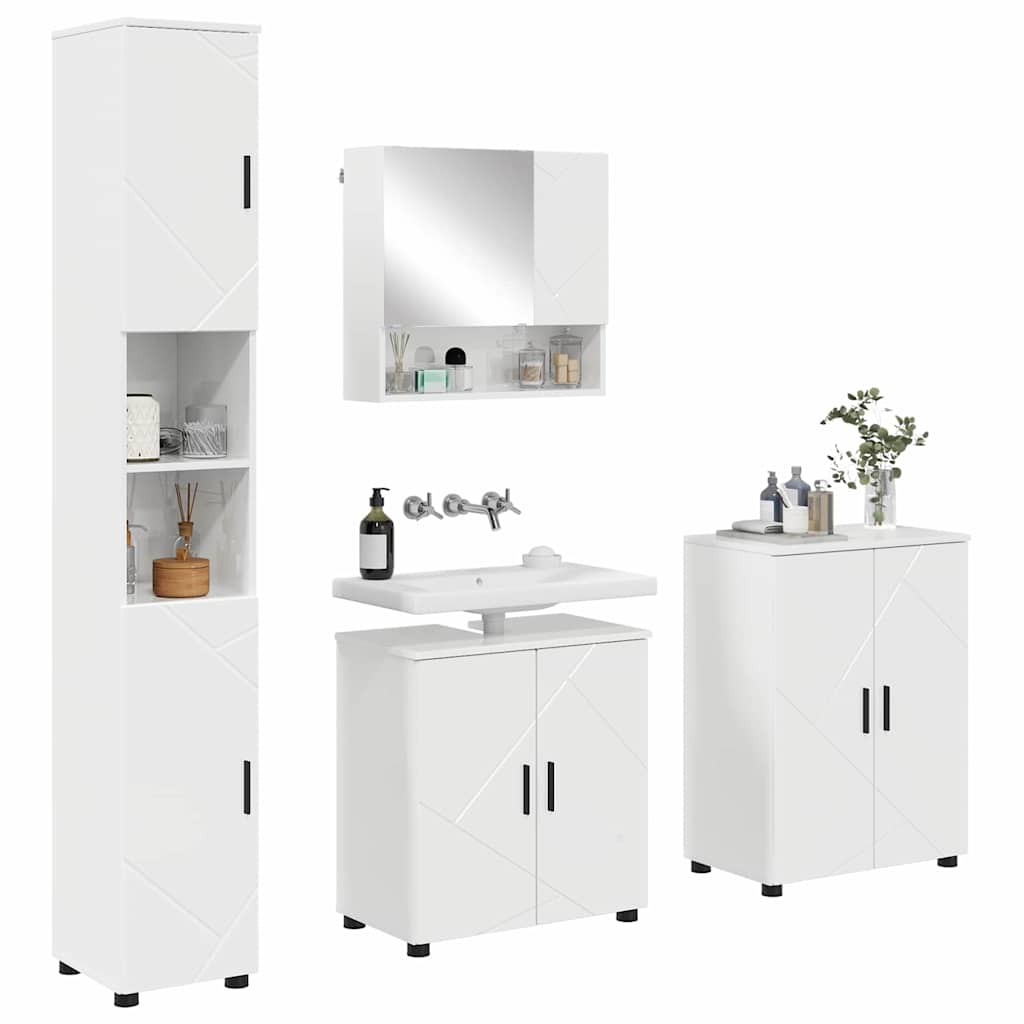 Badrumsmöbelset Väggmonterad 4 pcs Högglans Vit 61 x 35 x 64 cm