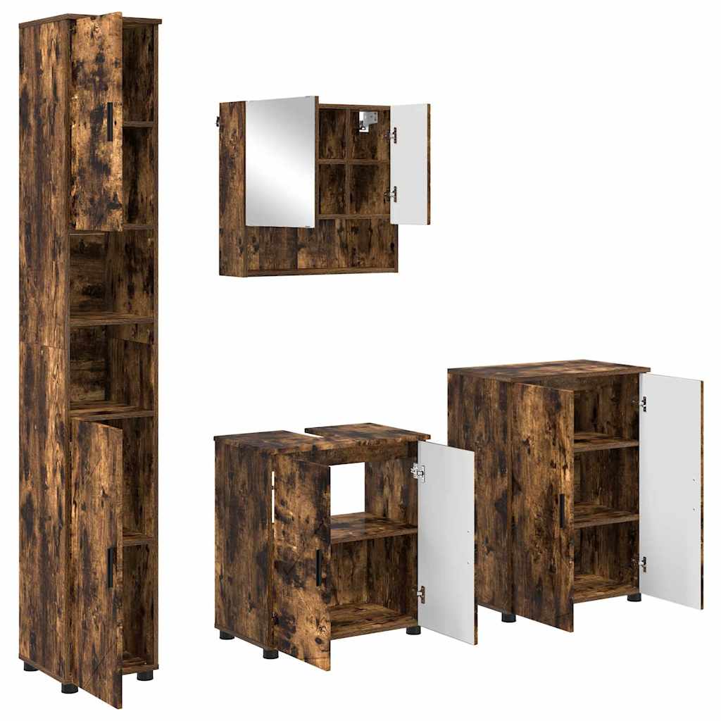Badrumsmöbelset Väggmonterad 4 pcs Rökfärgad Ek 61 x 35 x 64 cm