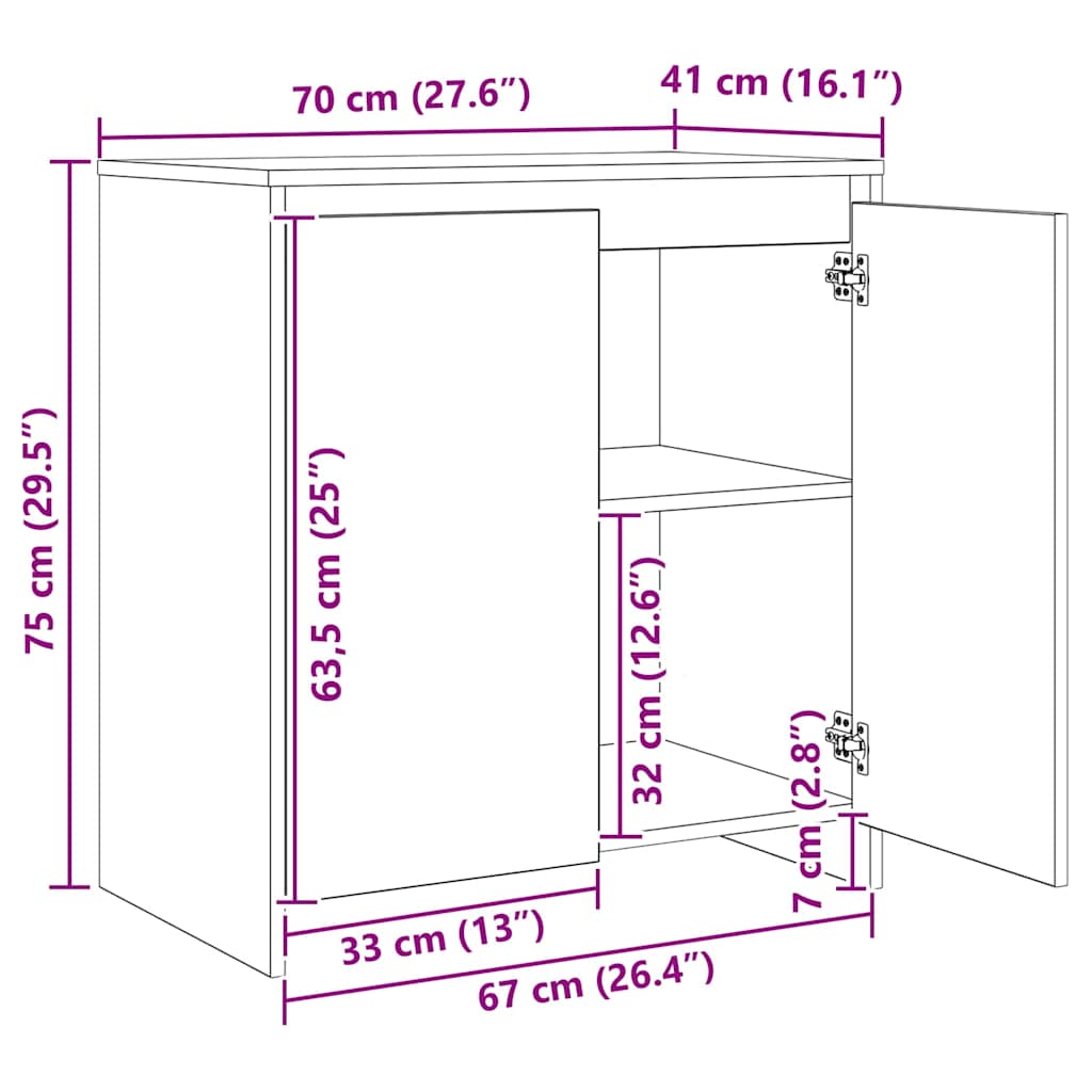 Skåp 3 pcs artisan ek 70 x 41 x 75 cm Konstruerat trä