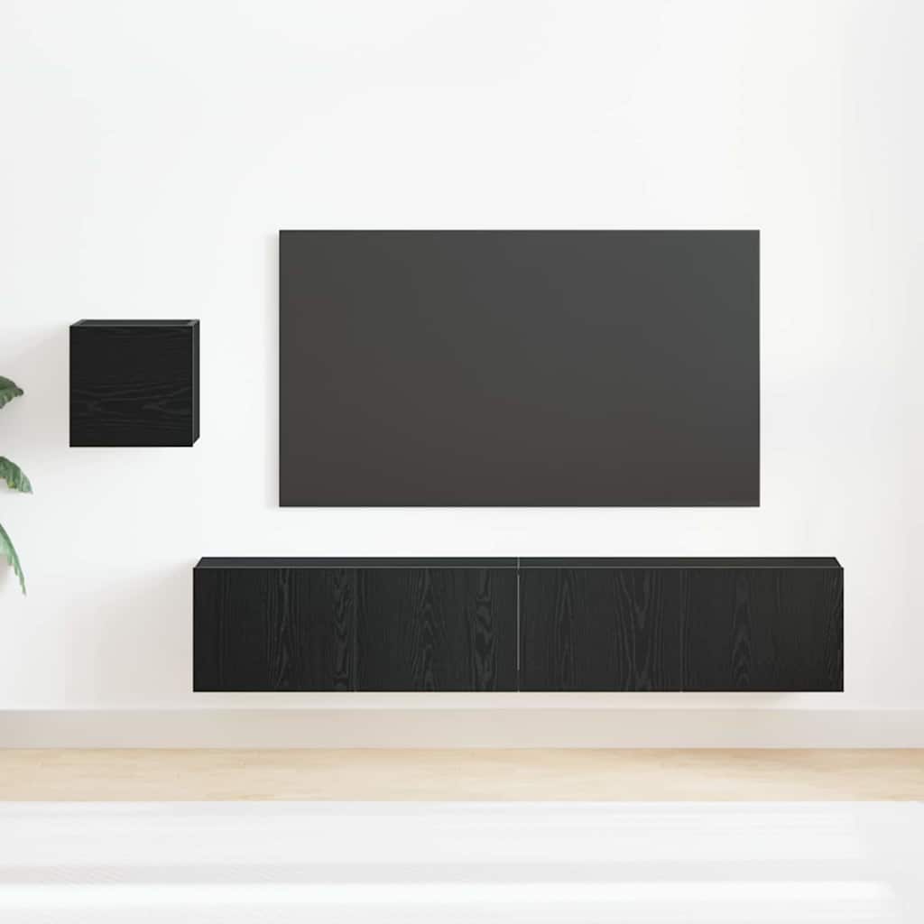 TV-skåp Set 4 pcs Svart ek 80 x 30 x 30 cm Konstruerat trä