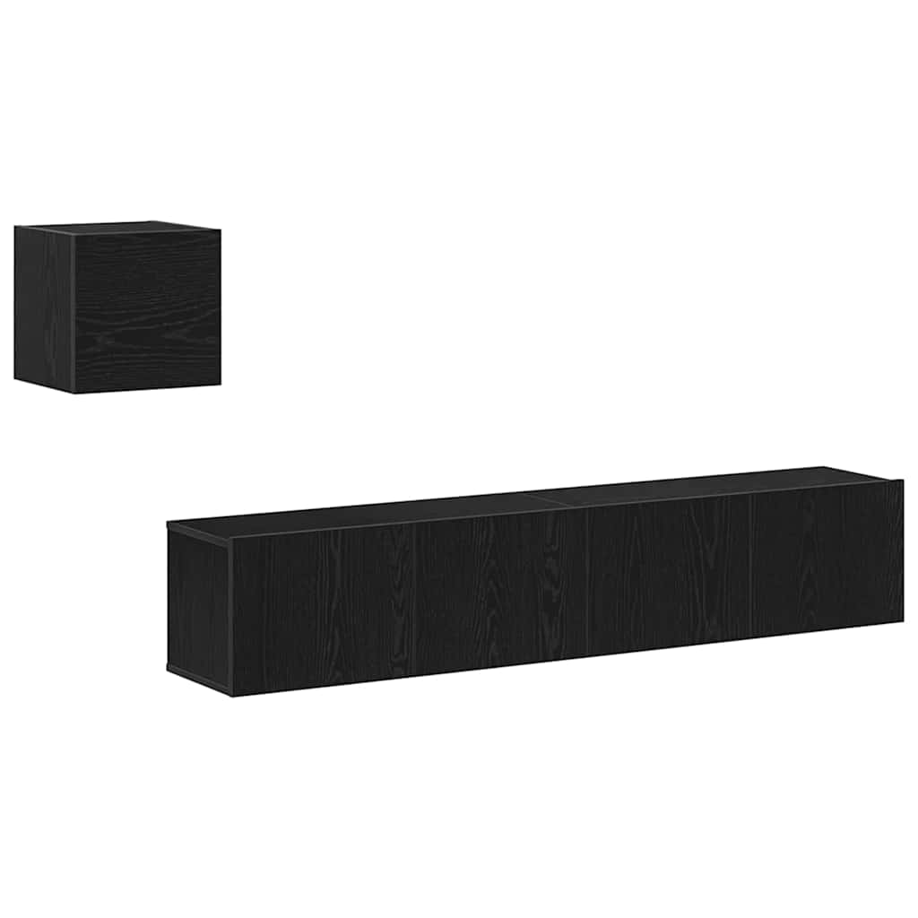 TV-skåp Set 4 pcs Svart ek 80 x 30 x 30 cm Konstruerat trä