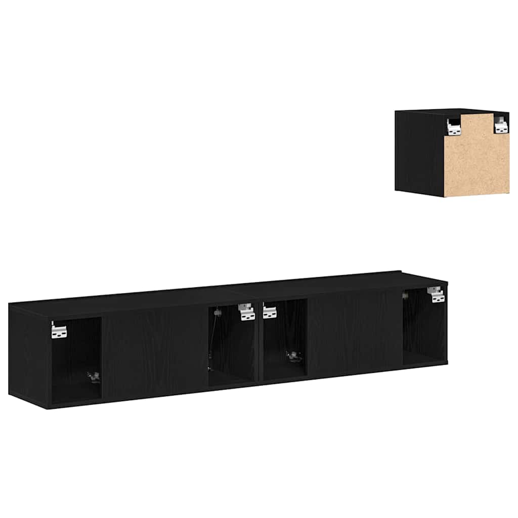 TV-skåp Set 4 pcs Svart ek 80 x 30 x 30 cm Konstruerat trä