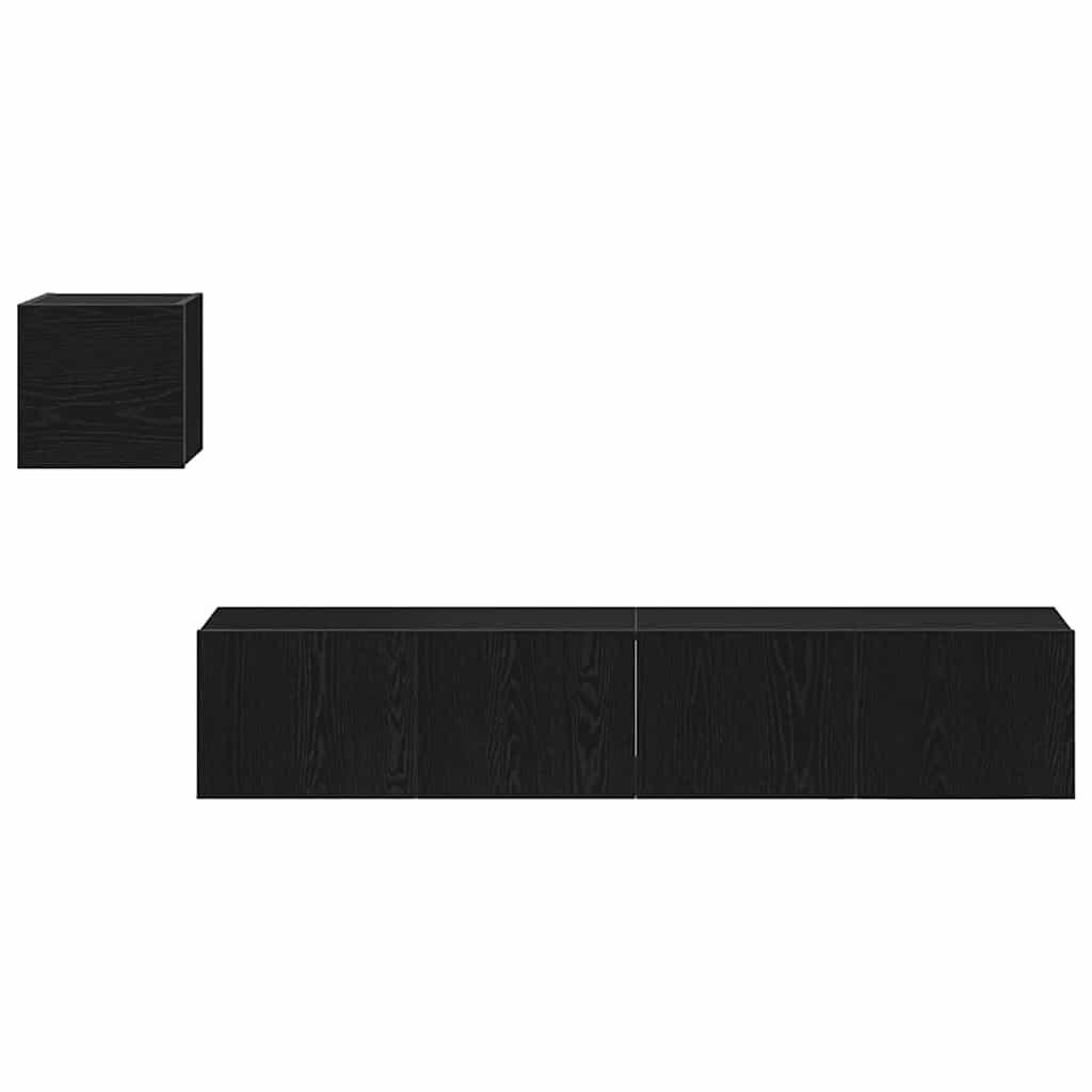 TV-skåp Set 4 pcs Svart ek 80 x 30 x 30 cm Konstruerat trä