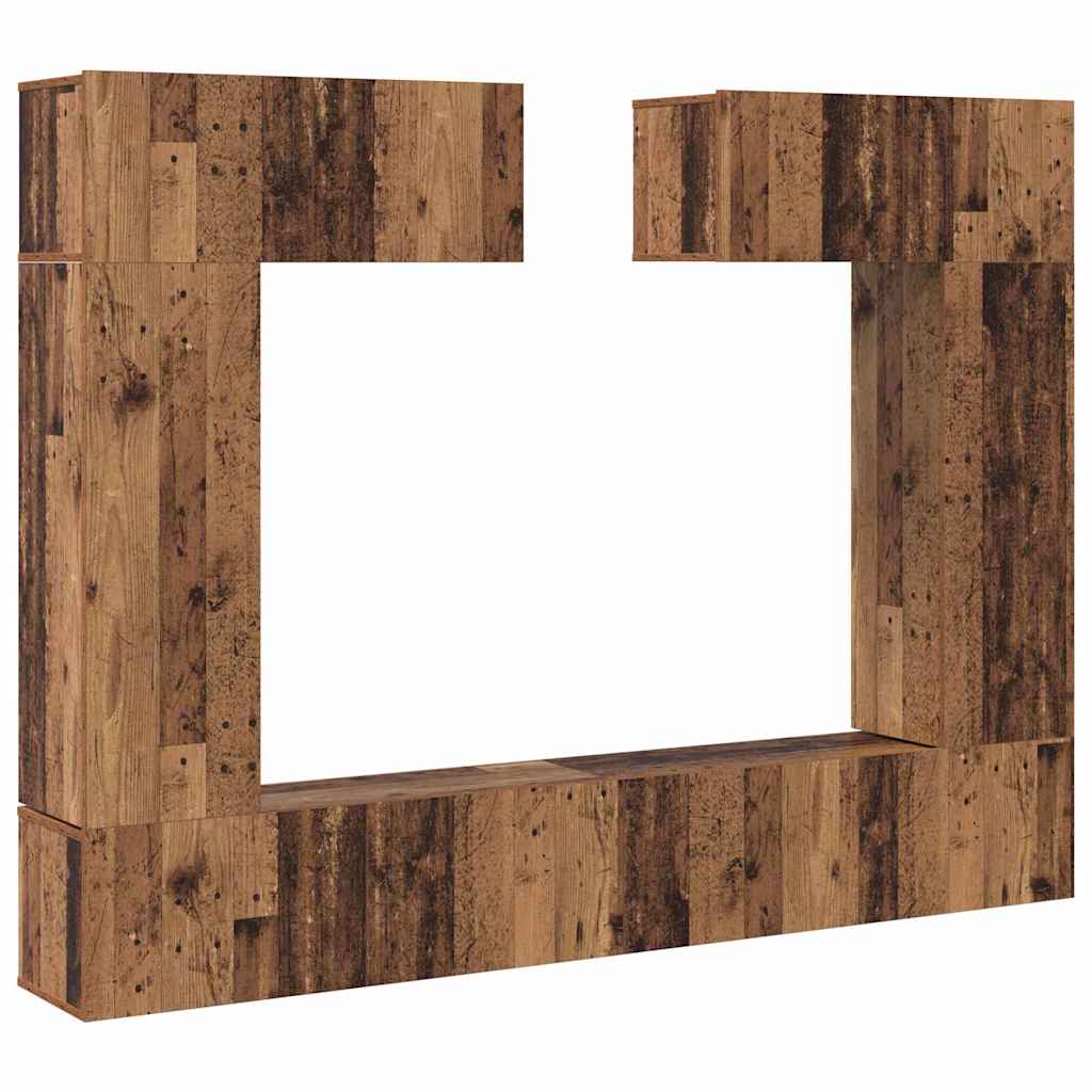 TV-skåpsset 6 pcs Gammalt trä 200 x 30 x 150 cm Konstruerat trä