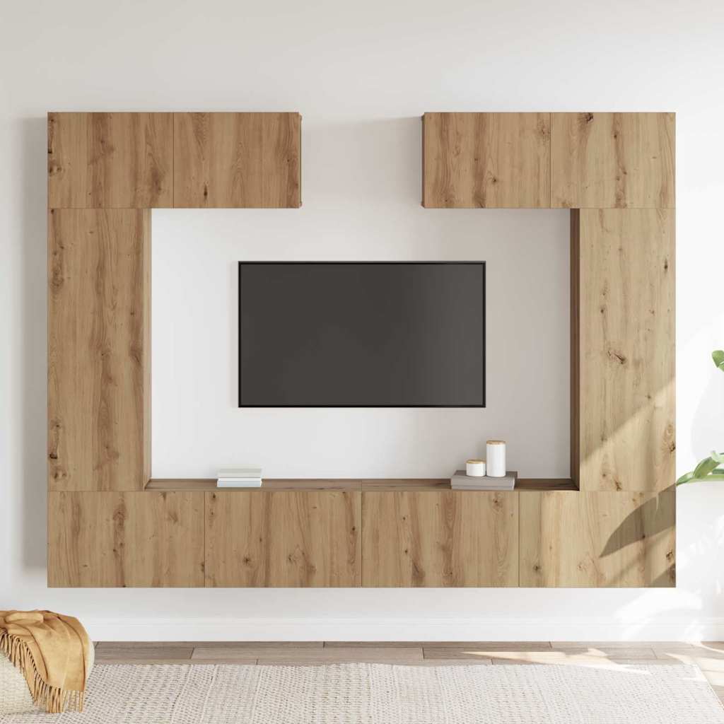 TV-skåpsset 6 pcs artisan ek 200 x 30 x 150 cm Konstruerat trä