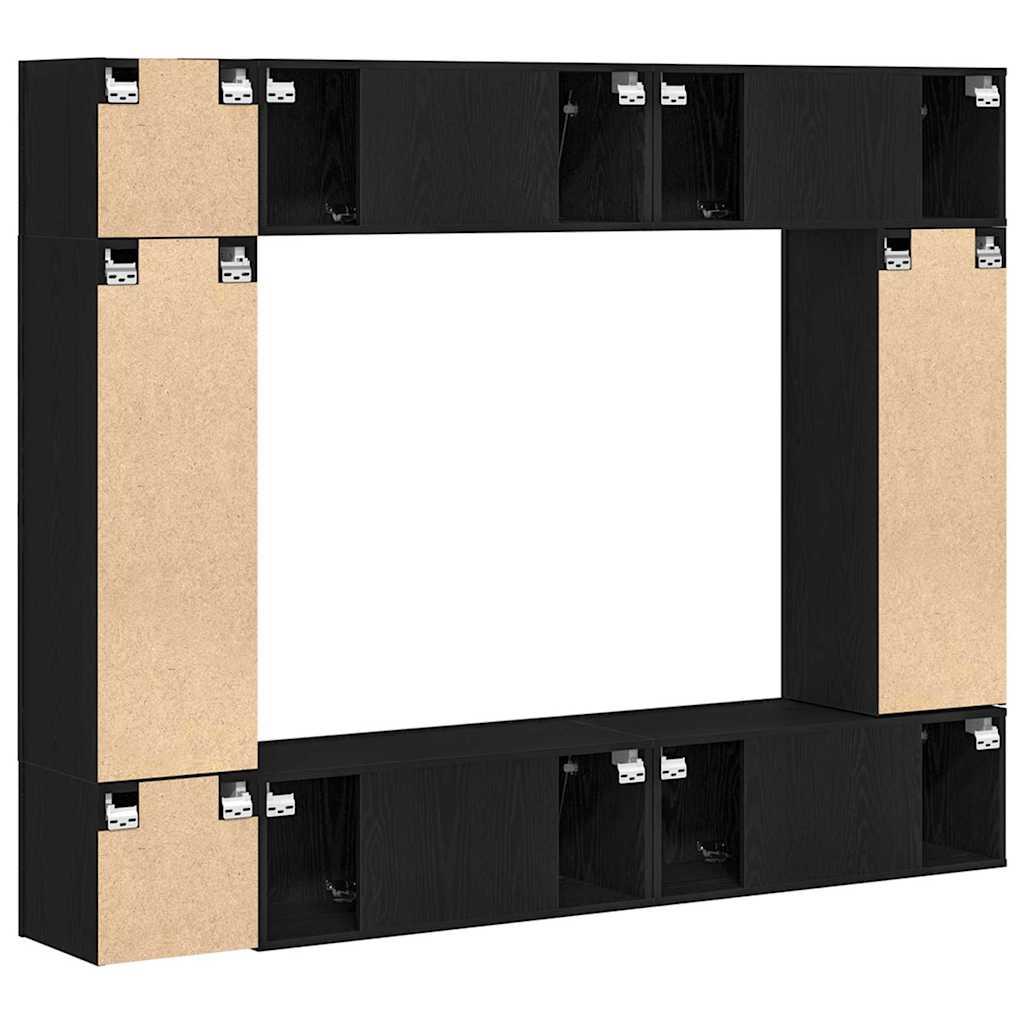 TV-skåpsset Väggmonterad 8 pcs Svart ek 190,5 x 28,5 x 151 cm