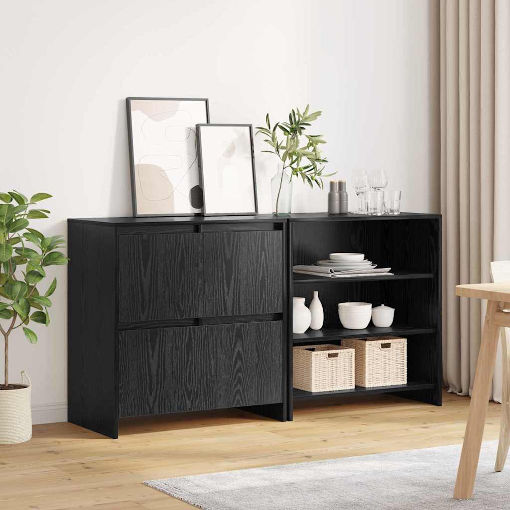 Skåp 2 pcs Svart ek 70 x 41 x 75 cm Konstruerat trä