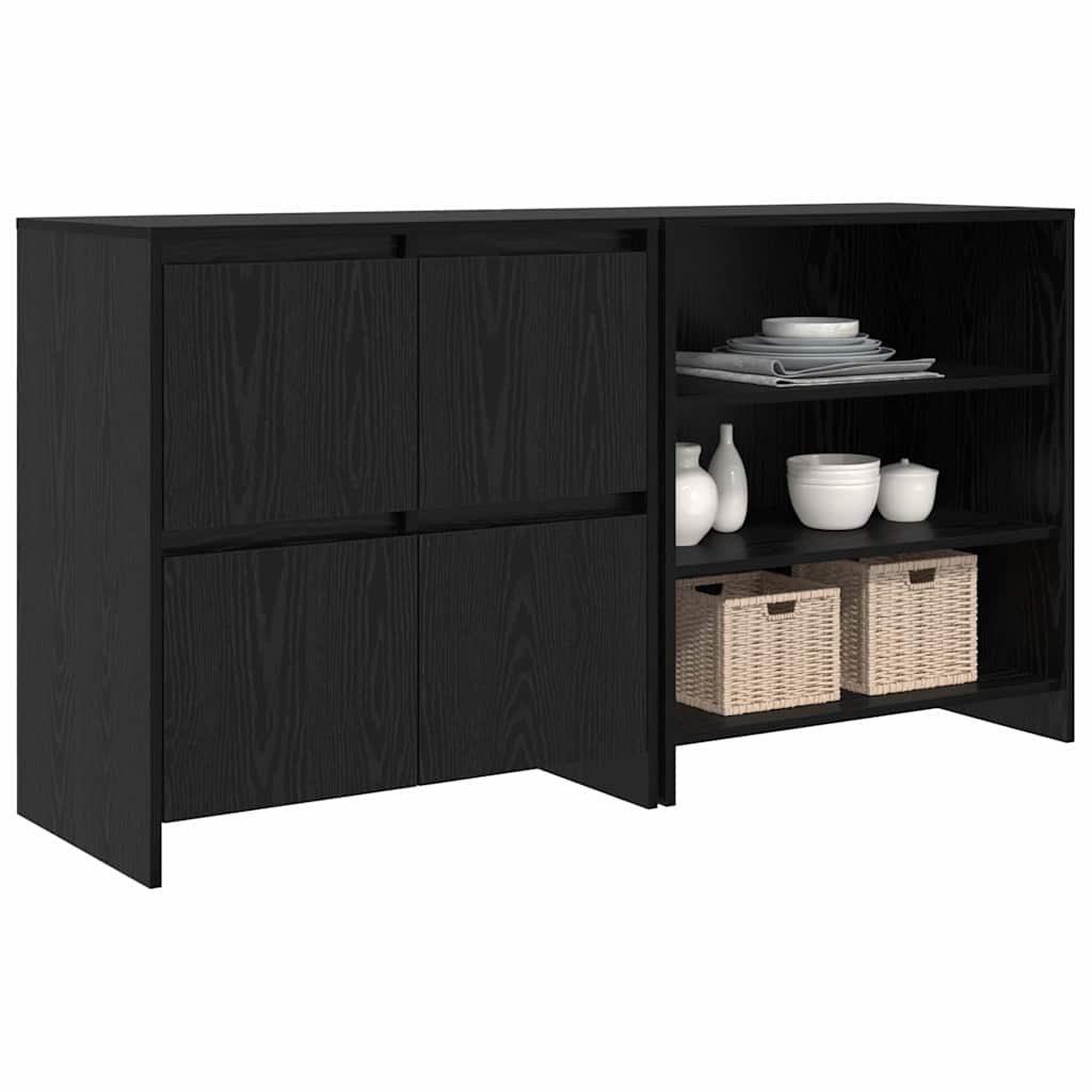 Skåp 2 pcs Svart ek 70 x 41 x 75 cm Konstruerat trä