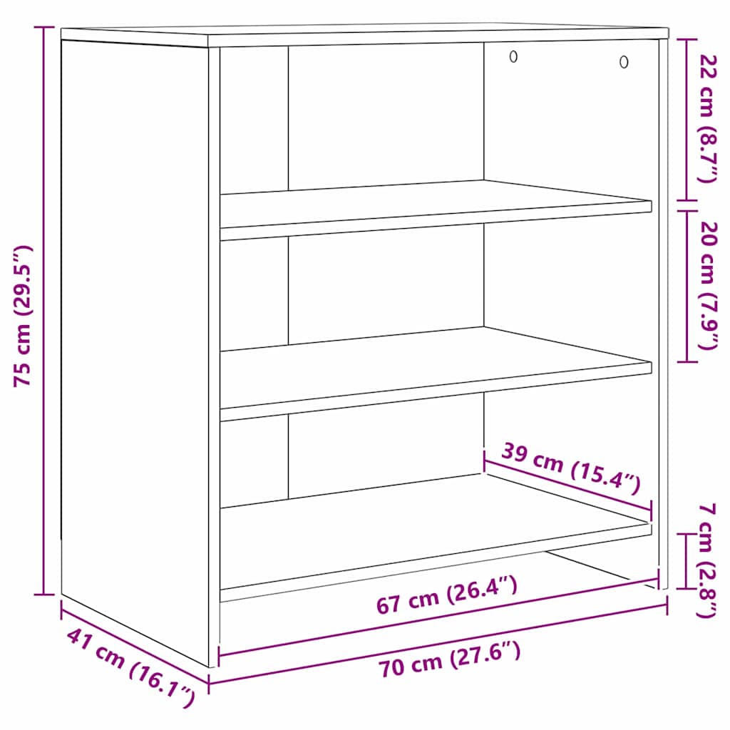 Skåp 2 pcs Svart ek 70 x 41 x 75 cm Konstruerat trä