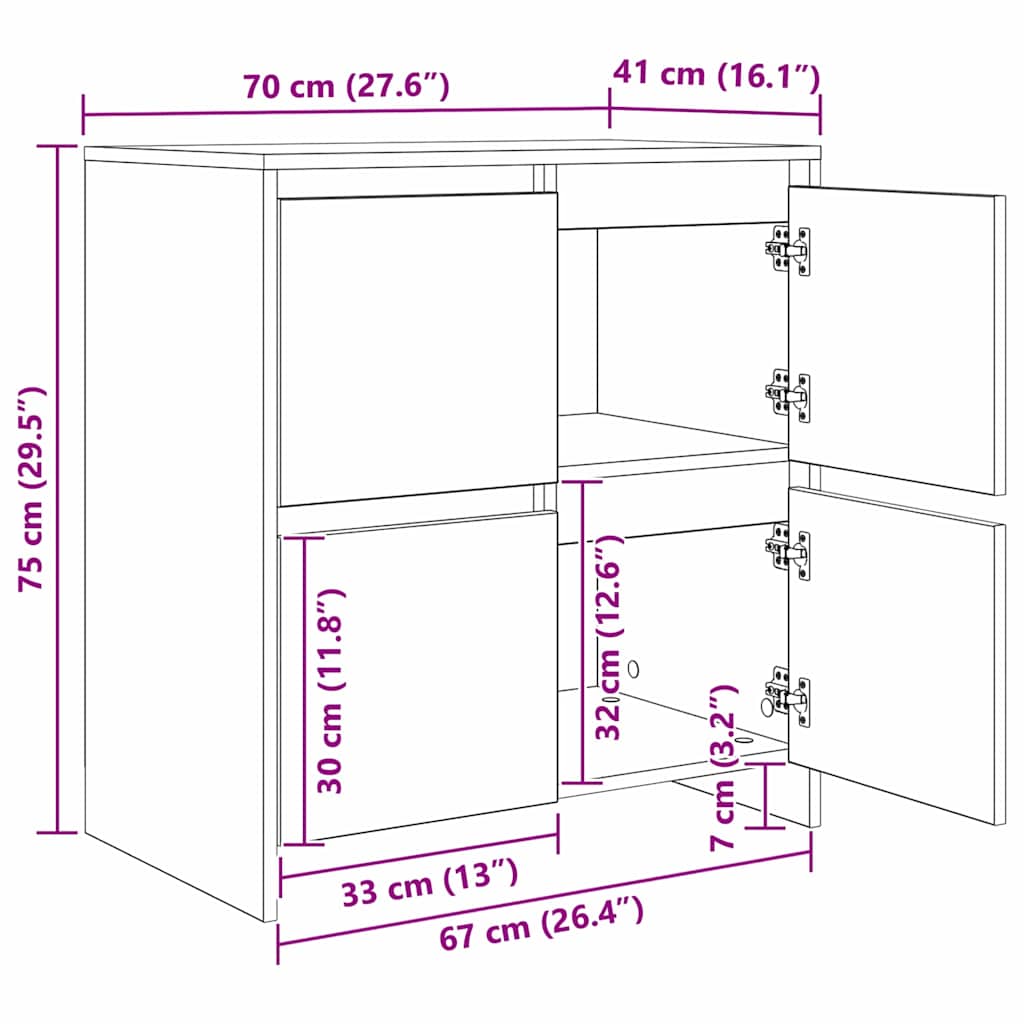 Skåp 2 pcs artisan ek 70 x 41 x 75 cm Konstruerat trä