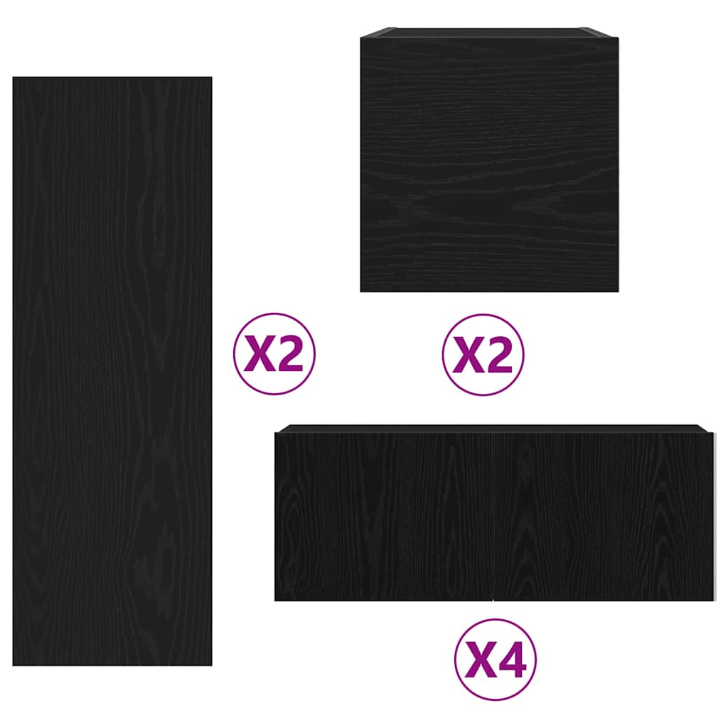 XXXXX TV-skåp 8 pcs Svart 80 x 30 x 30 cm