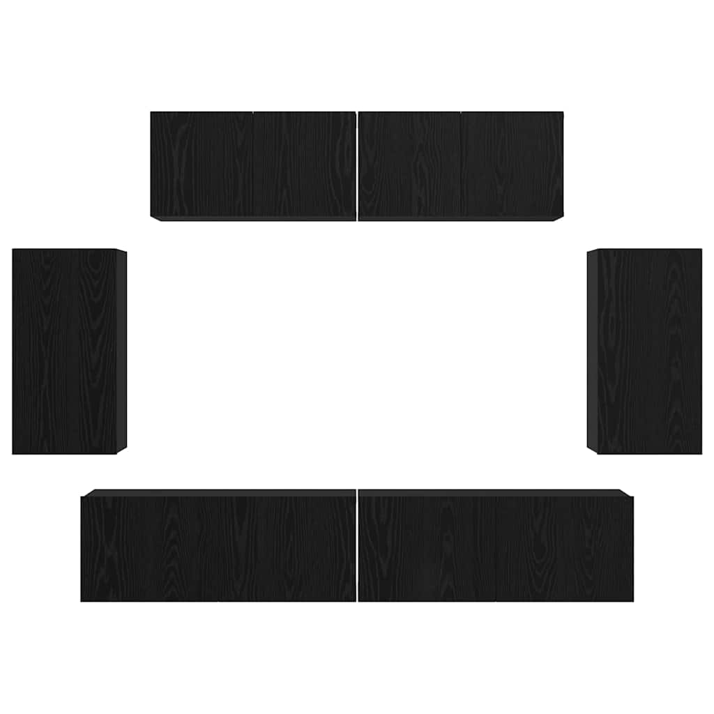 TV-skåpsset 6 pcs Svart ek 80 x 30 x 30 cm Konstruerat trä