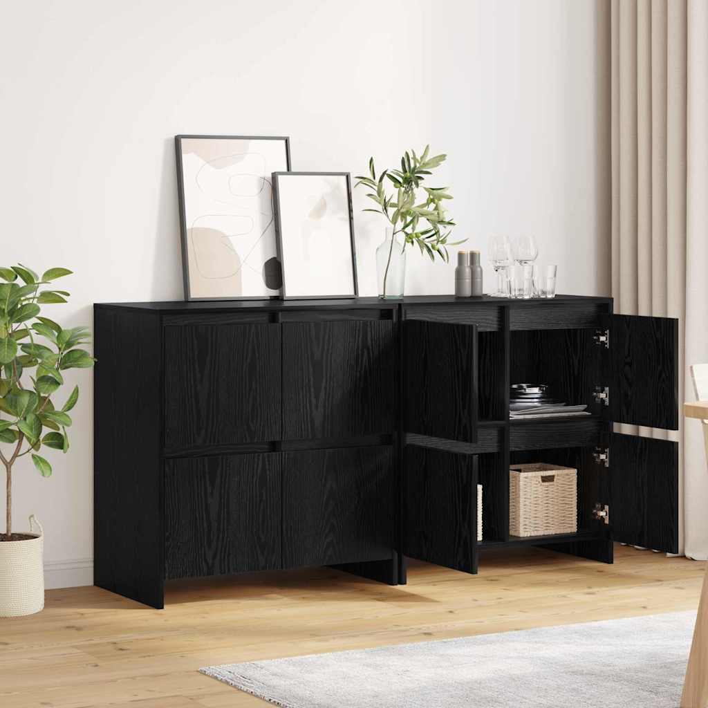 Skåp 2 pcs Svart ek 70 x 41 x 75 cm Konstruerat trä