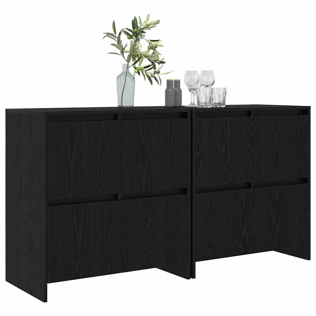 Skåp 2 pcs Svart ek 70 x 41 x 75 cm Konstruerat trä