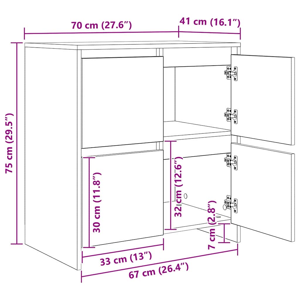 Skåp 2 pcs artisan ek 70 x 41 x 75 cm Konstruerat trä