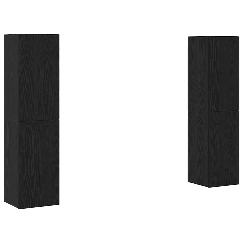 TV-skåpsset 4 pcs Svart ek 30.5 x 30 x 60 cm Konstruerat trä