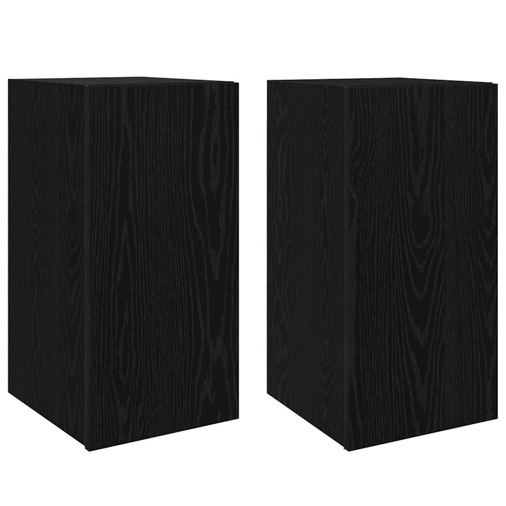 TV-skåpsset 4 pcs Svart ek 30.5 x 30 x 60 cm Konstruerat trä