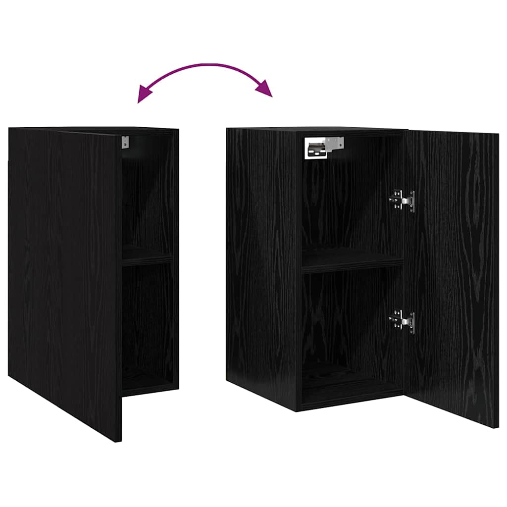 TV-skåpsset 4 pcs Svart ek 30.5 x 30 x 60 cm Konstruerat trä