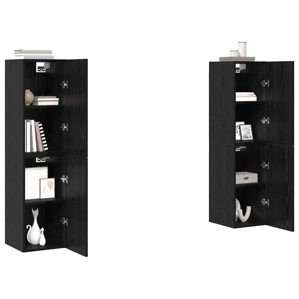 TV-skåpsset 4 pcs Svart ek 30.5 x 30 x 60 cm Konstruerat trä