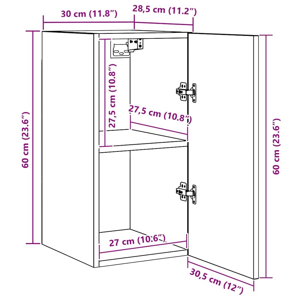 TV-skåpsset 4 pcs Svart ek 30.5 x 30 x 60 cm Konstruerat trä