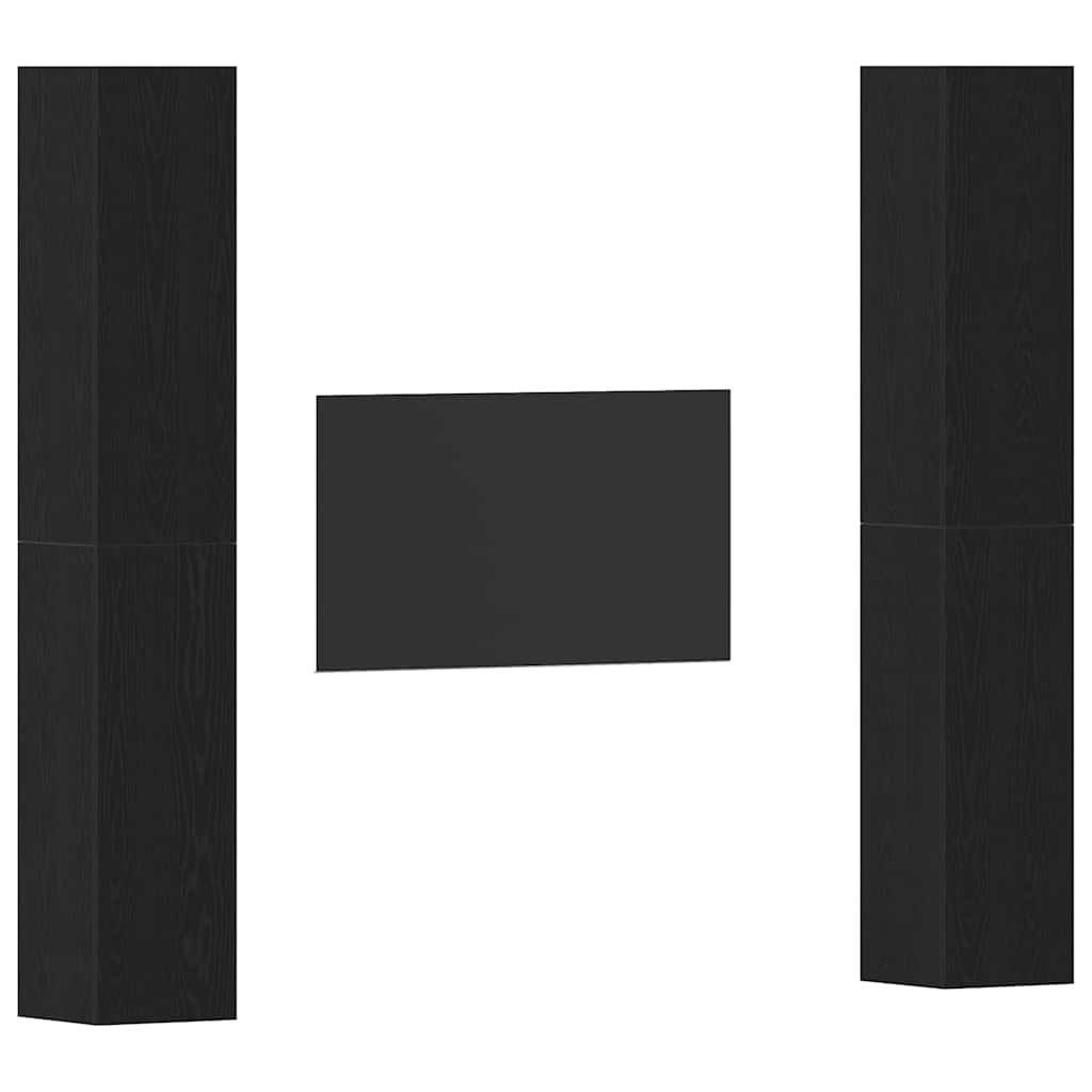 TV-skåpsset 4 pcs Svart ek 30.5 x 30 x 90 cm Konstruerat trä