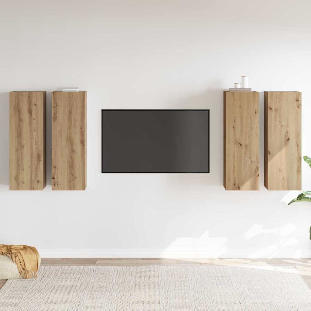 TV-skåpsset 4 pcs artisan ek 30.5 x 30 x 90 cm Konstruerat trä