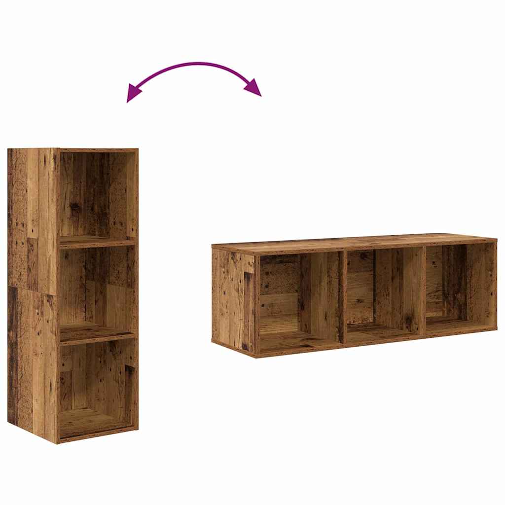 Väggmonterade TV-skåp 2 pcs Gammalt trä 37 x 37 x 107 cm