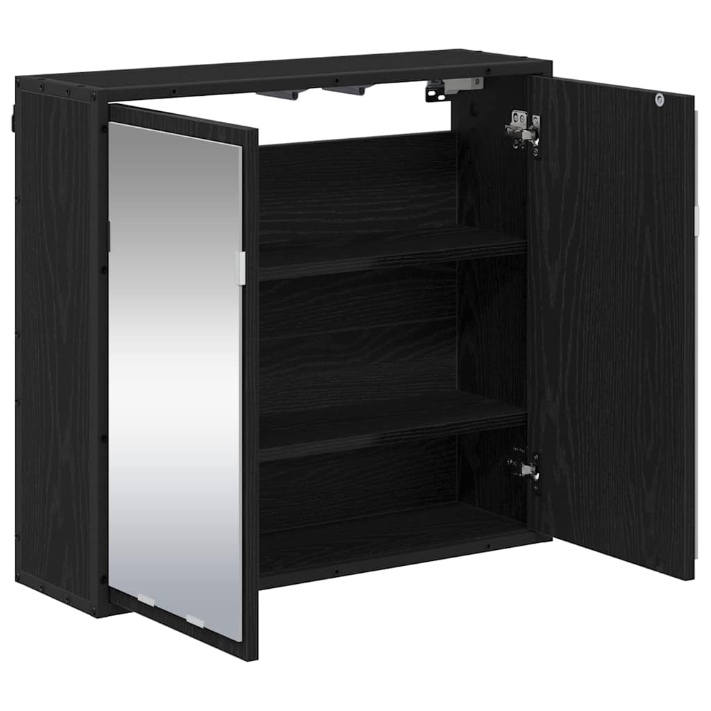Badrumsspegel Spegelskåp Svart Ek 65 x 20 x 60 cm