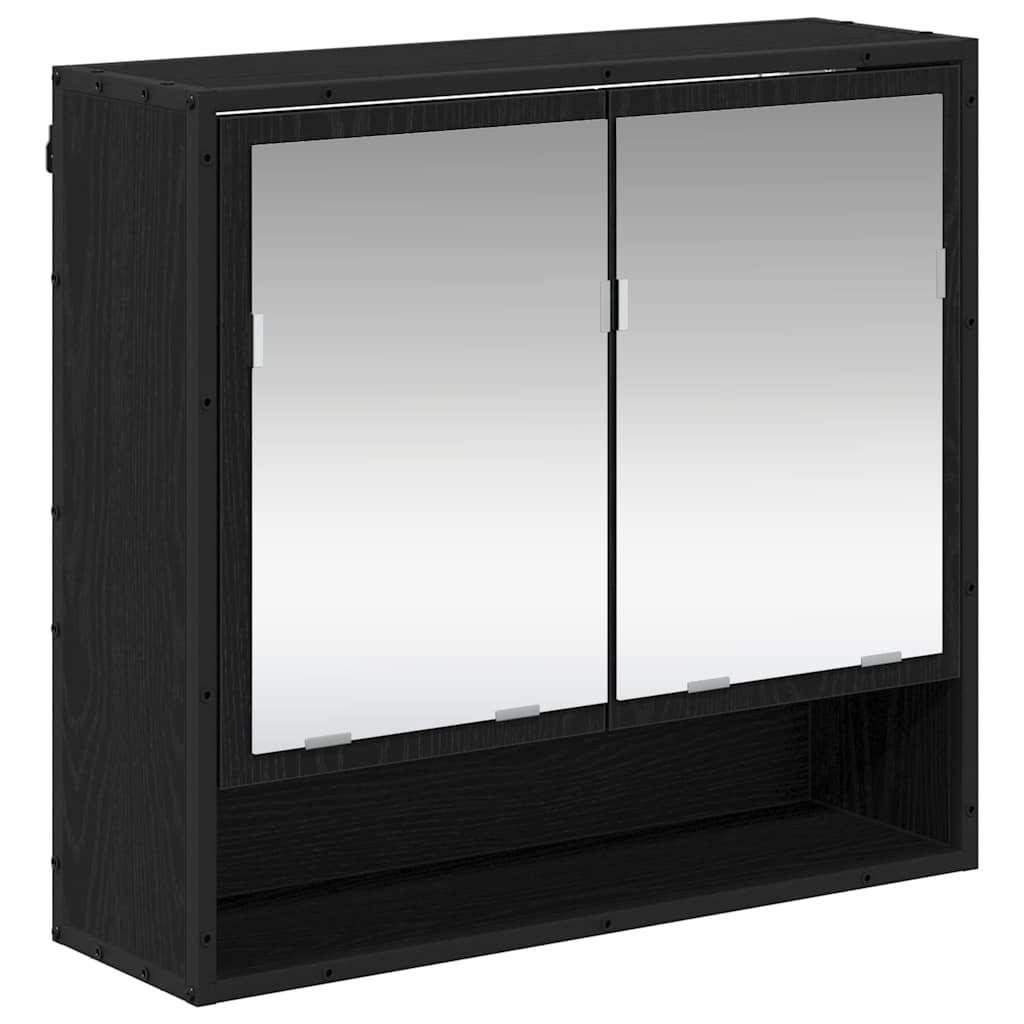 Badrumsspegel Spegelskåp Svart Ek 65 x 20 x 60 cm