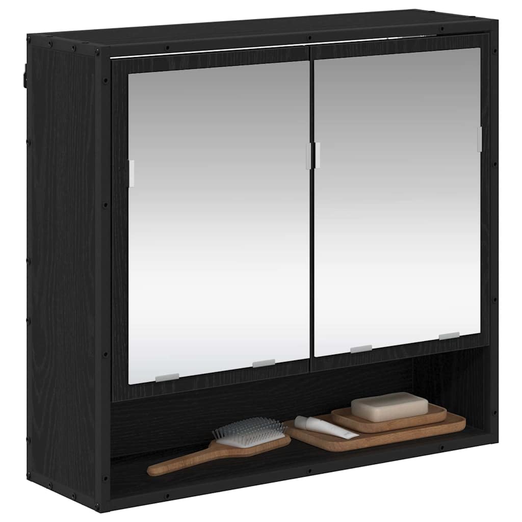 Badrumsspegel Spegelskåp Svart Ek 65 x 20 x 60 cm