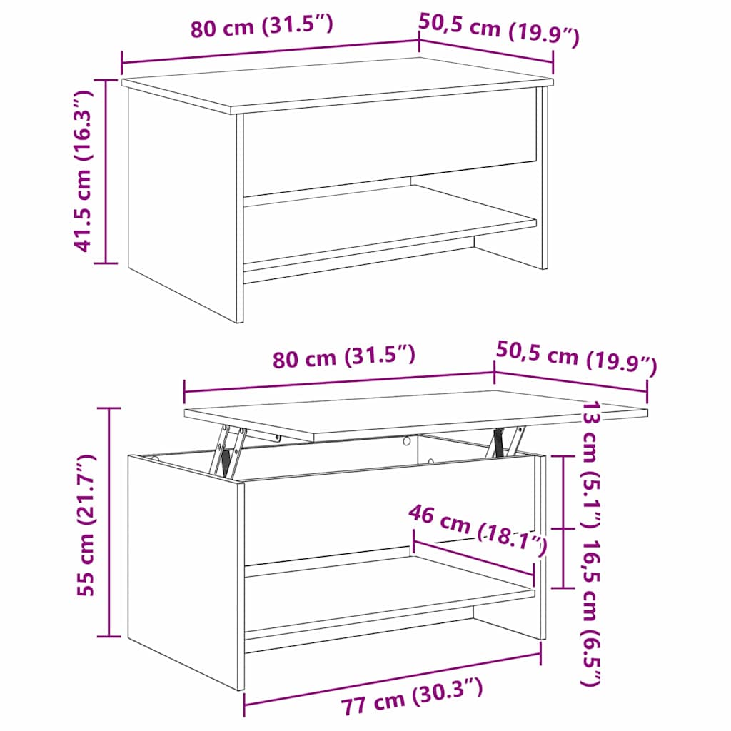 Soffbord Svart Ek 80 x 50.5 x 41.5 cm