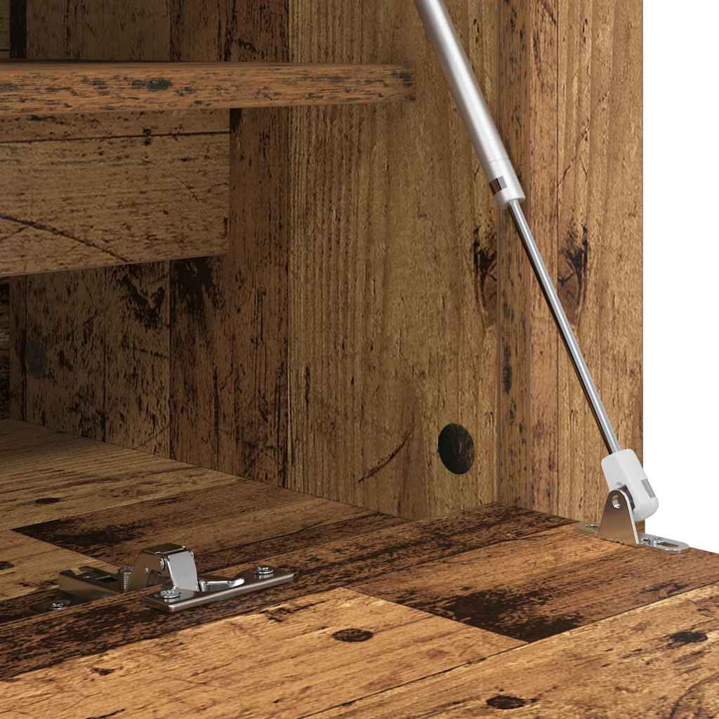 Skoställ Åldrat Trä Skoskåp med hylla 100 x 35 x 38 cm