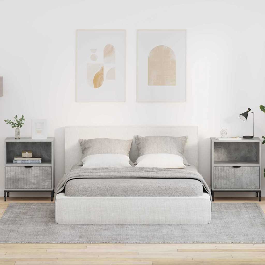 Sängbord 2 pcs Betonggrå 49 x 36 x 61 cm Konstruerat trä