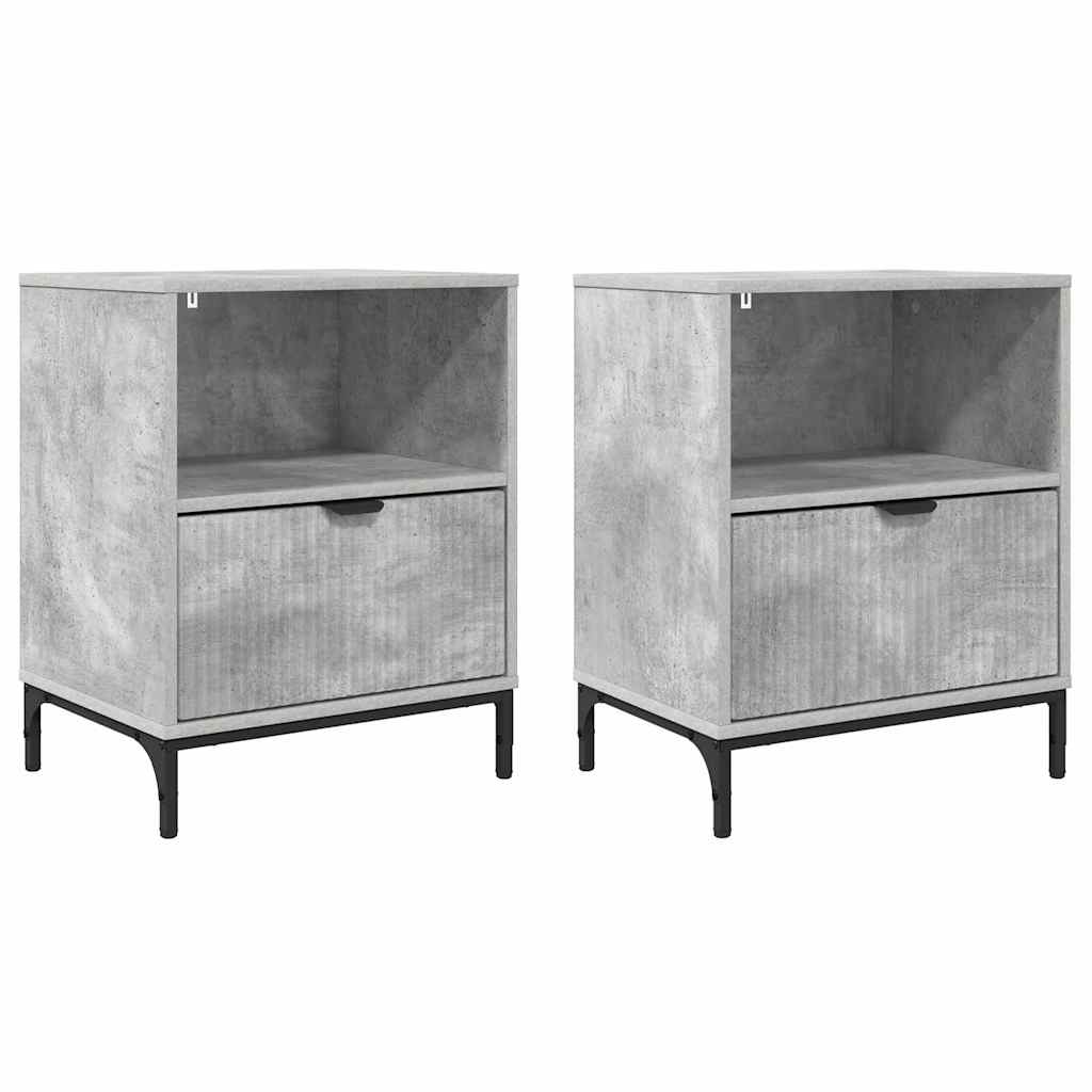 Sängbord 2 pcs Betonggrå 49 x 36 x 61 cm Konstruerat trä