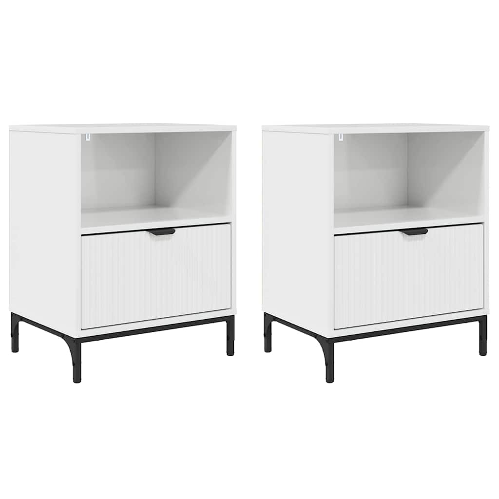 Sängbord 2 pcs Vit högglans 49 x 36 x 61 cm Konstruerat trä