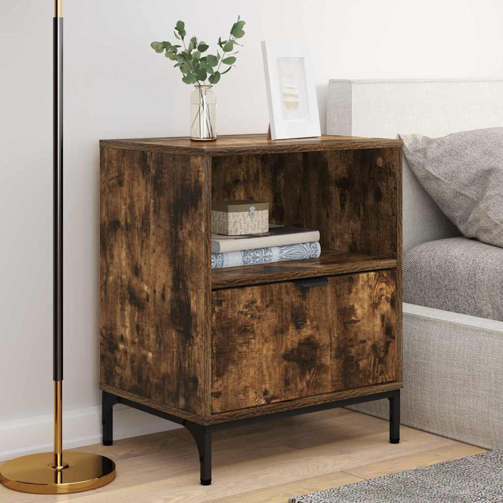Sängbord 2 pcs Rökfärgad ek 49 x 36 x 61 cm Konstruerat trä