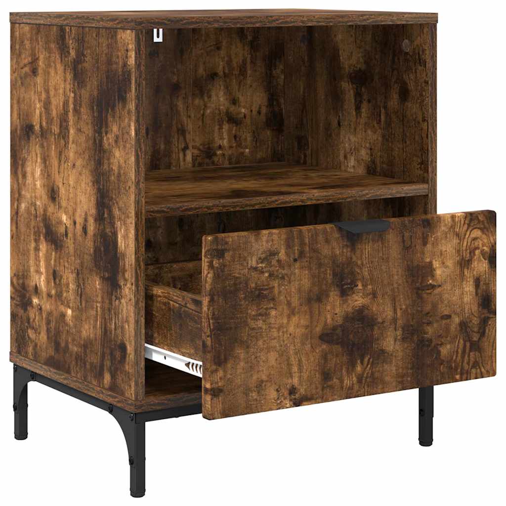 Sängbord 2 pcs Rökfärgad ek 49 x 36 x 61 cm Konstruerat trä