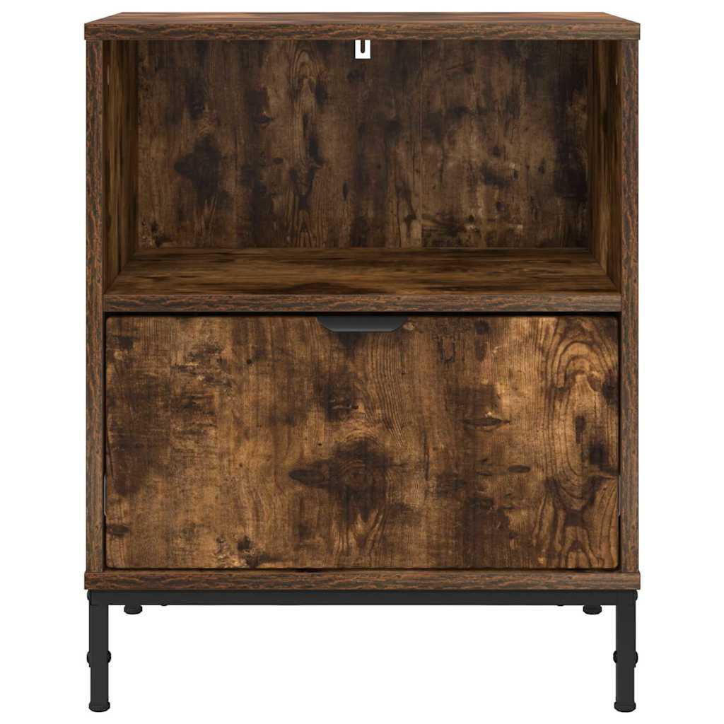 Sängbord 2 pcs Rökfärgad ek 49 x 36 x 61 cm Konstruerat trä