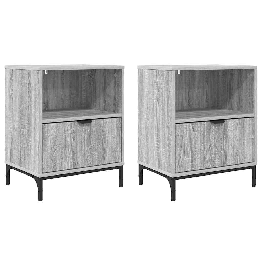 Sängbord 2 pcs Grå sonoma 49 x 36 x 61 cm Konstruerat trä