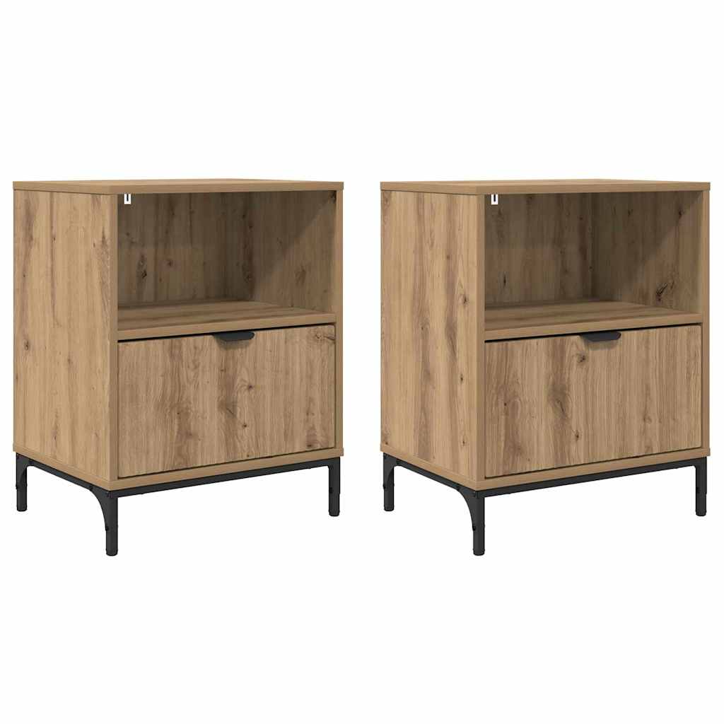 Sängbord 2 pcs artisan ek 49 x 36 x 61 cm Konstruerat trä