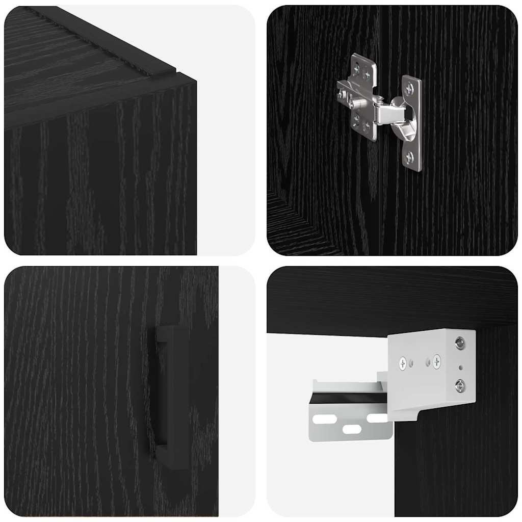 Väggmonterade Skåp 2 pcs Svart ek 69.5 x 34 x 90 cm