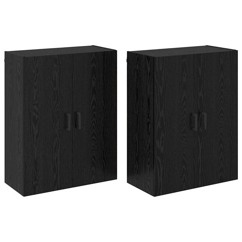 Väggmonterade Skåp 2 pcs Svart ek 69.5 x 34 x 90 cm