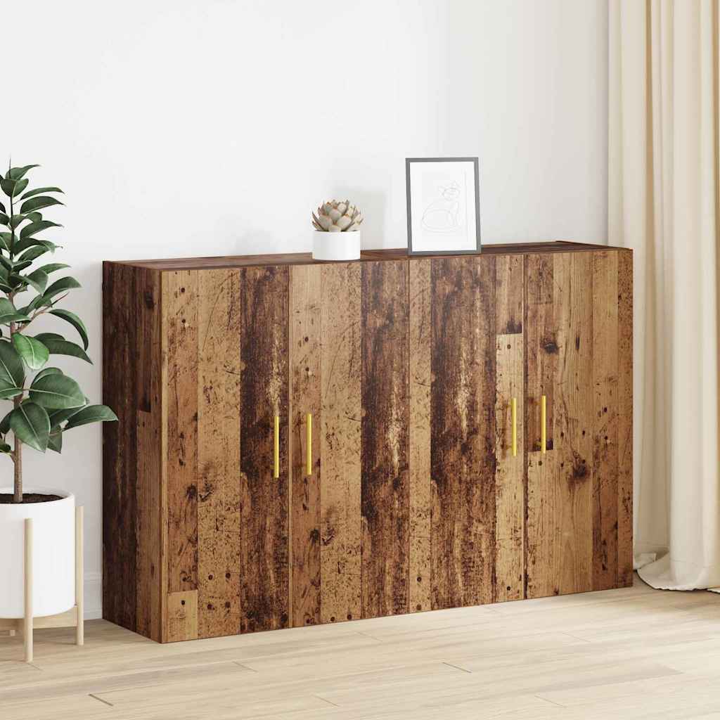 Väggmonterade Skåp 2 pcs Gammalt trä 69.5 x 34 x 90 cm